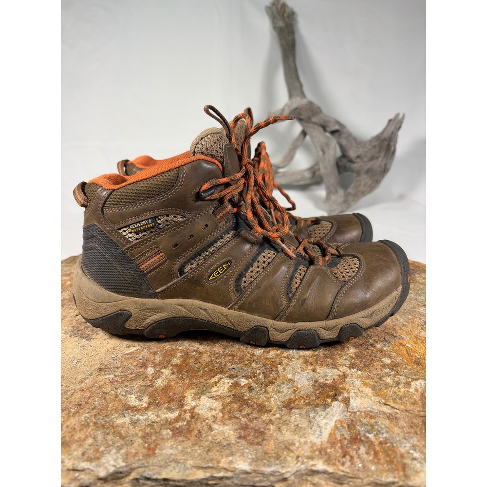 Keen Koven Waterproof Hiking Boots Mens 9.5 Brown Orange Mid Top 1011545